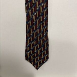 Classic Burgundy and Blue Geometric Tie